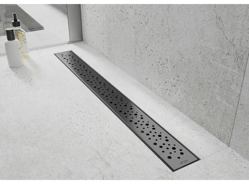 Mexen Flat nerezový sprchový žľab 60 cm, vzor M12, čierna, 1721060-15