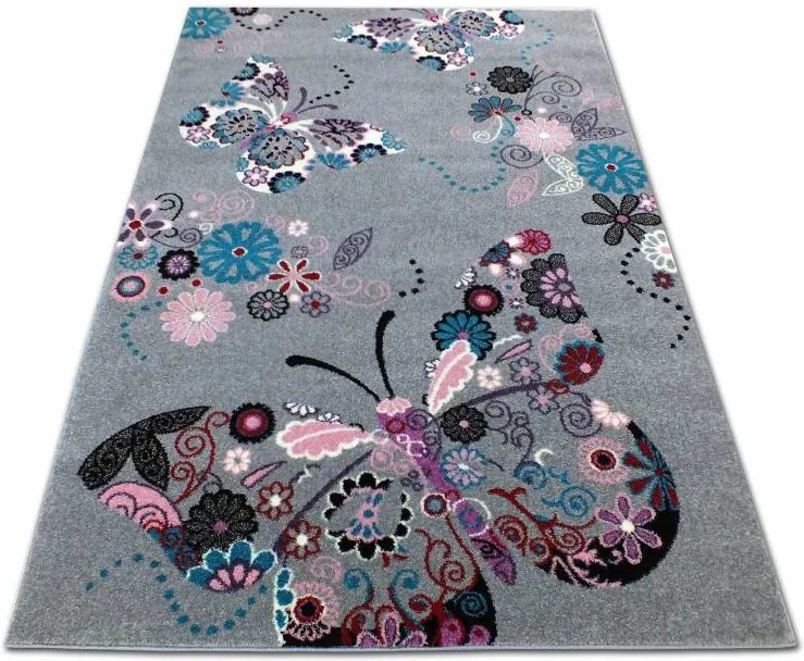 MAXMAX Detský koberec Motýliky - sivý