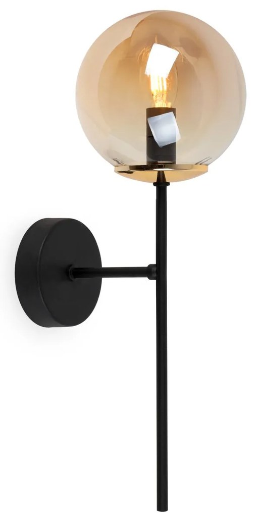 Nástenné svietidlo Paris, 1x medové sklenené tienidlo, B/G