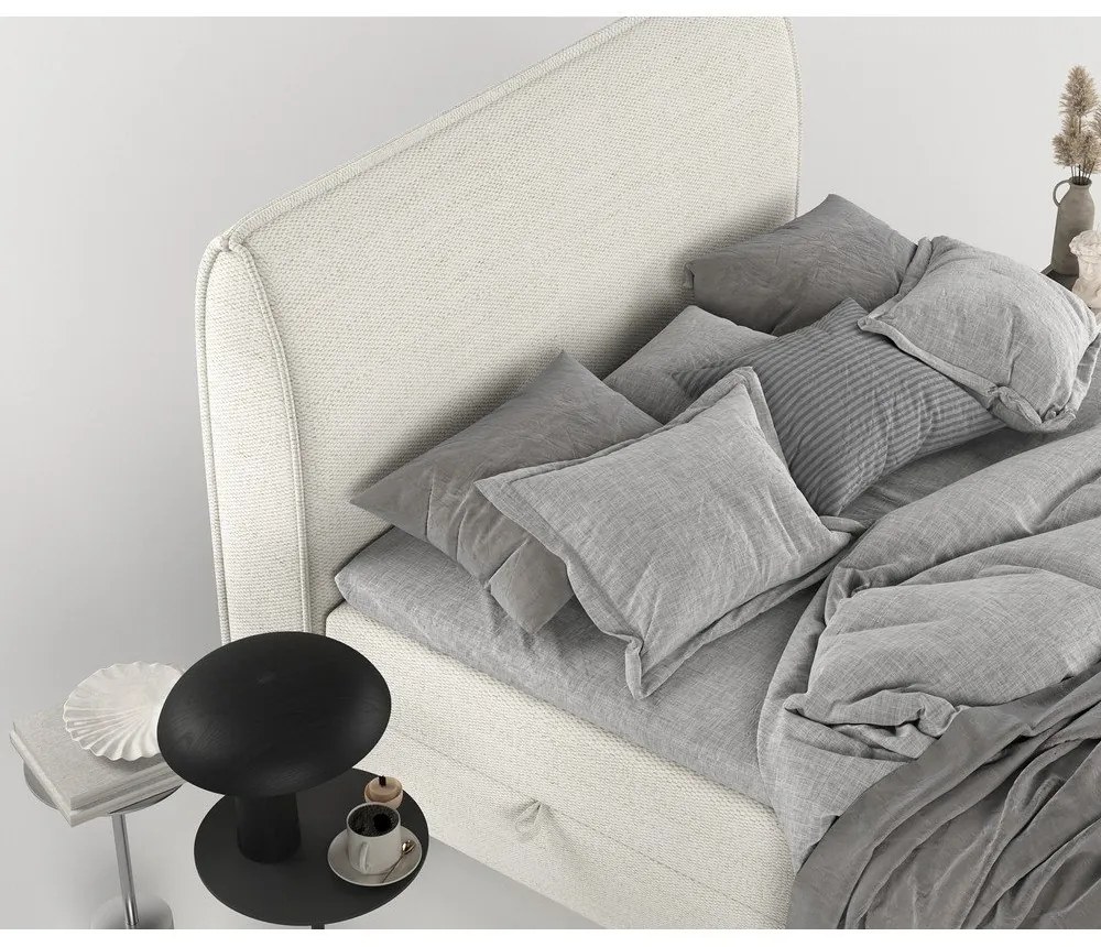 Krémovobiela boxspring posteľ s úložným priestorom 140x200 cm Melba – Maison de Rêve
