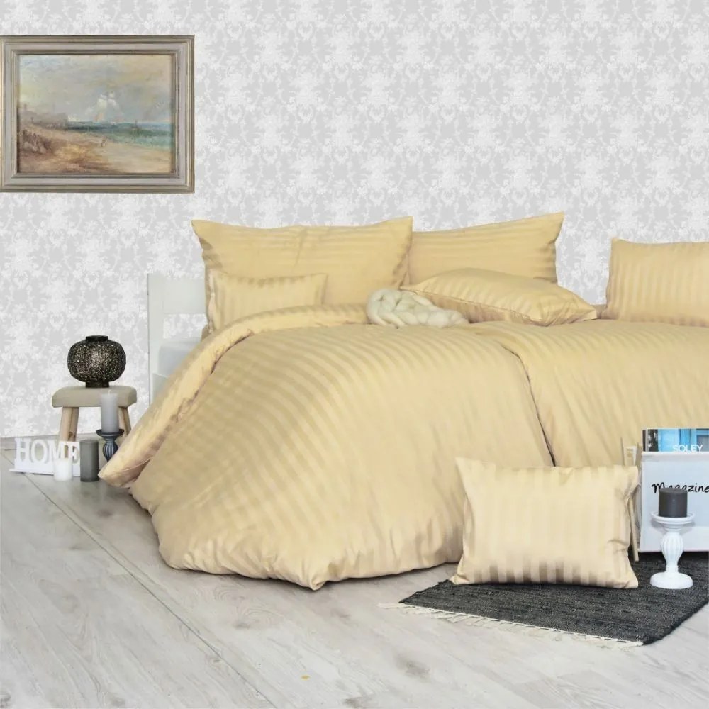 Obliečky damaškové zlaté EMI: Francúzsky set1 200x220 + 2x (70x90)