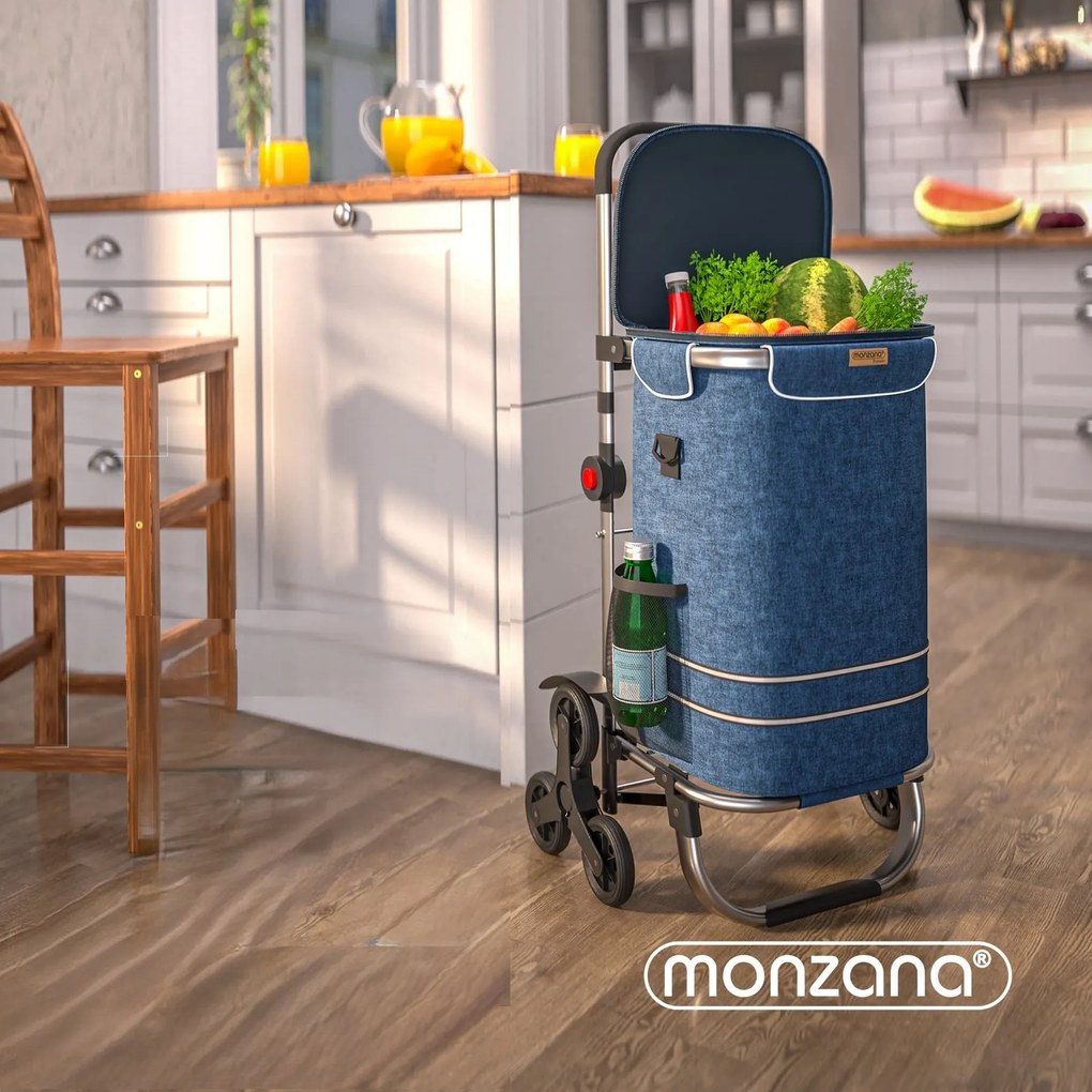 Monzana Nákupná taška na kolieskach do schodov COMFORT,50l, modrá