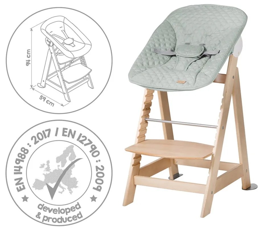 Jedálenská stolička vo svetlozeleno-prírodnej farbe Style Born Up 2in1 – Roba