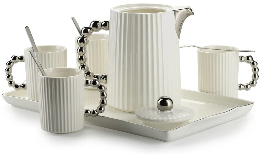 Čajový/kávový set Luca Silver White