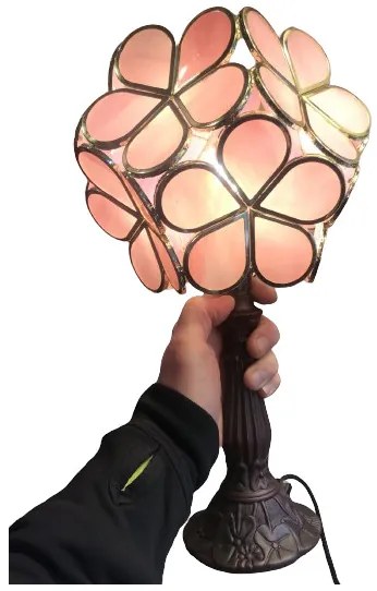 Tiffany nočná lampa KVIETKY PINK