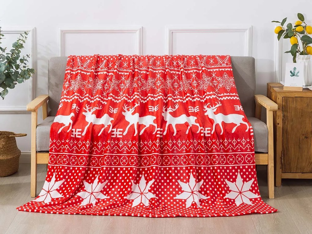 XPOSE® Mikroplyšová deka VIANOCE - červená 200x220 cm