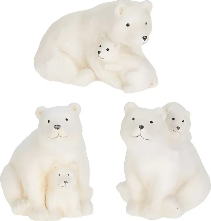 Set snežných medveďov s mláďatami 11 cm