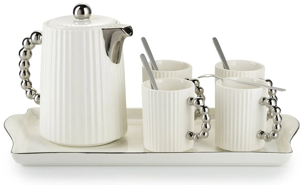 Čajový/kávový set Luca Silver White