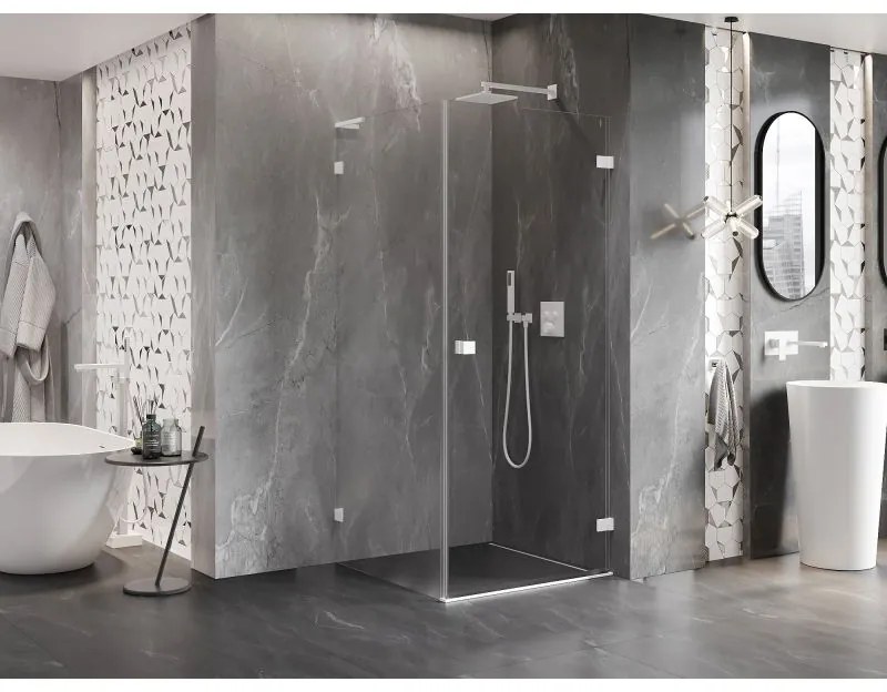 Mexen Lunar-B L pravý výklopný sprchový kút 90 x 90 cm, číre sklo, biela, 832L-090-090-20-00-P