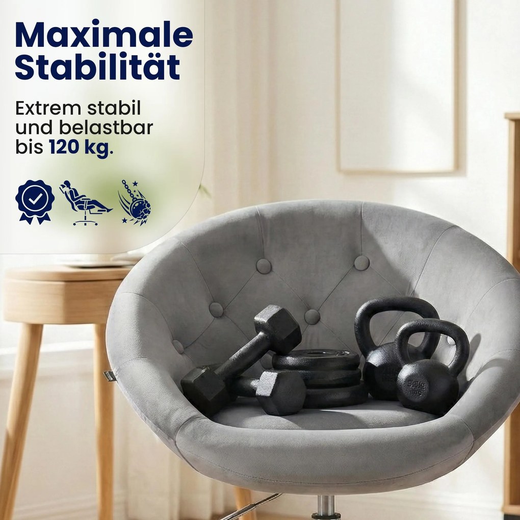 Pracovná stolička London zamat - sivá