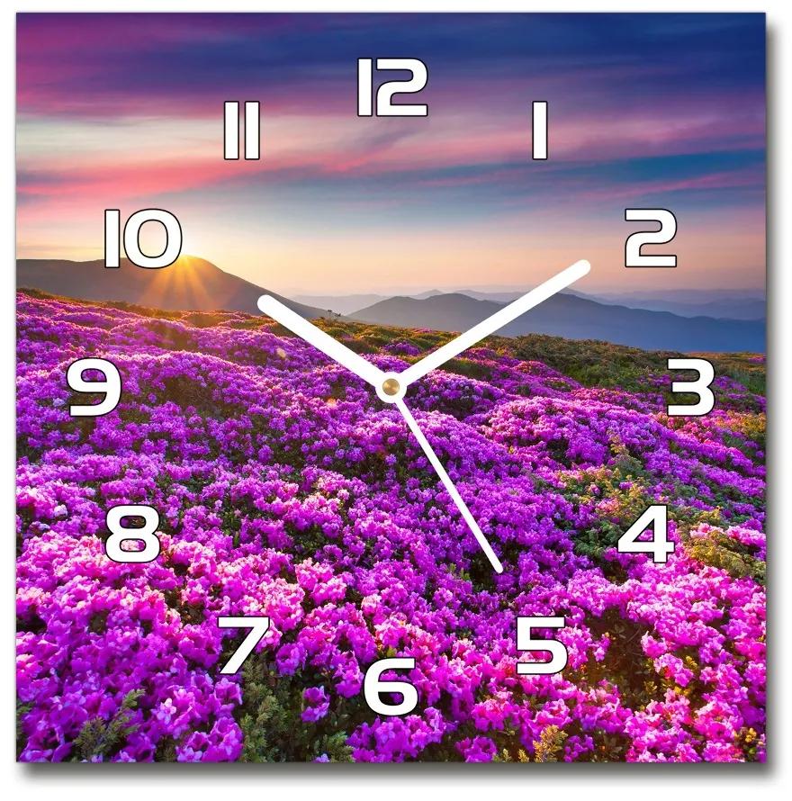 Sklenené hodiny štvorec Kvety v horách pl_zsk_30x30_f_70454274