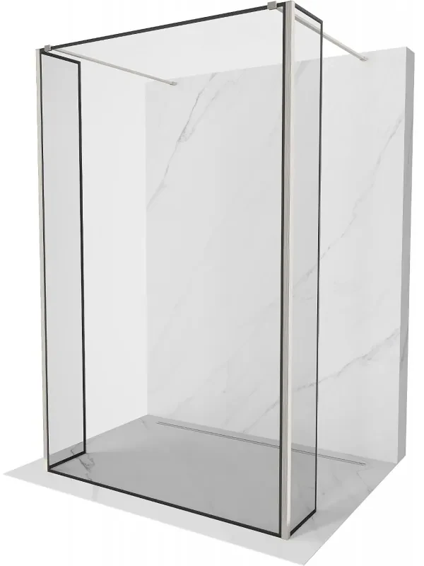Mexen Kioto voľne stojaca sprchová stena 140 x 30 x 30 cm, čierny vzor, brúsený nikl - 800-140-030-222-97-70-030