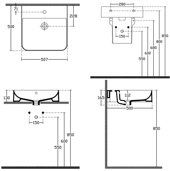 Isvea - Umývadlo na dosku/závesné SOTT AQUA 50x50 cm keramika/biela