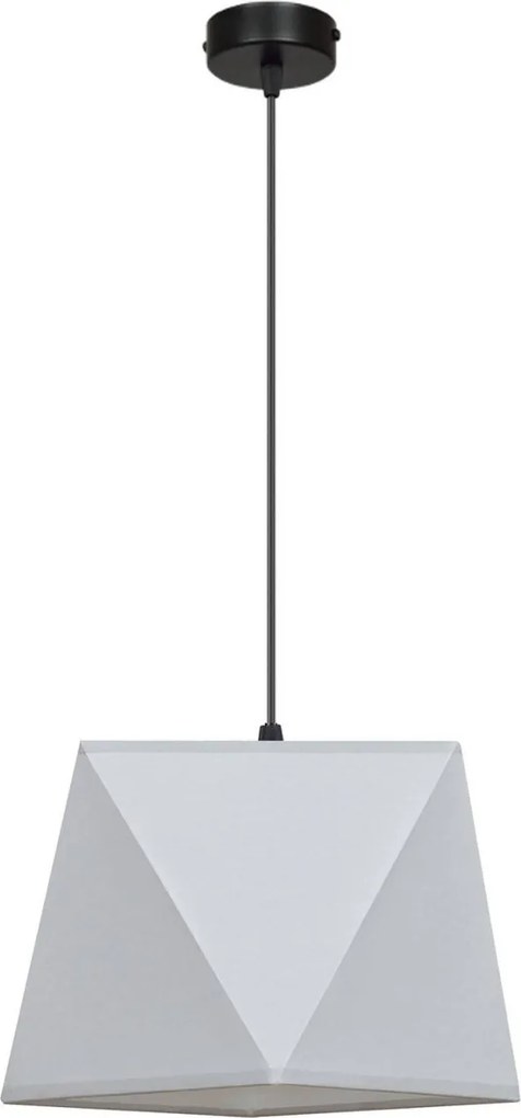 Závesné svietidlo Diamond, 1x sivé textilné tienidlo, čierna konštrukcia