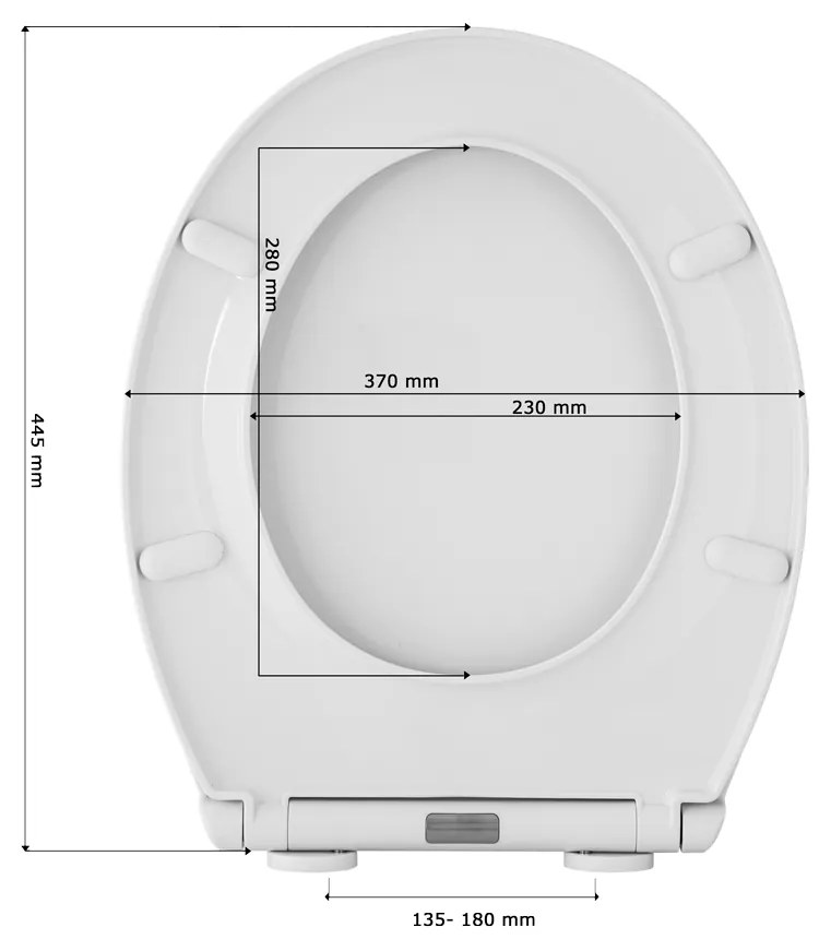 Gamma Porto, toaletné WC sedátko 445x370mm z polypropylénu s pomalým zatváraním, biela, GMA-PORTO