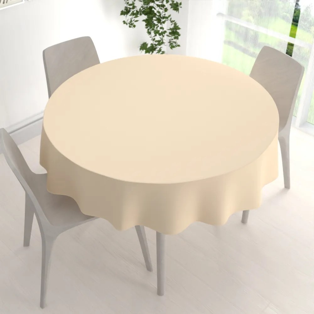 Biante Okrúhly bavlnený keprový obrus KEP-002 Vanilkový Ø 130 cm