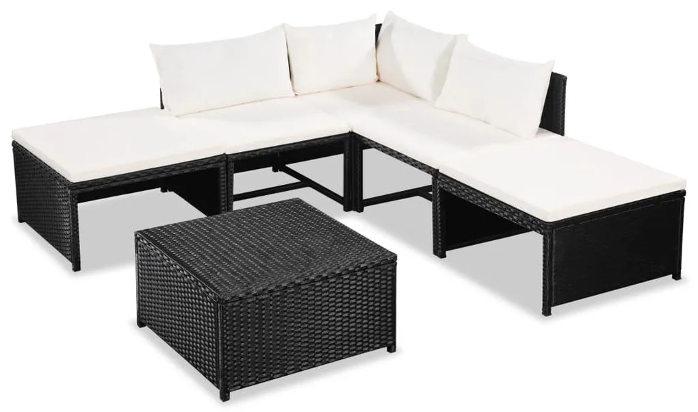 vidaXL 15-dielna záhradná sedacia súprava, polyratan čierna a krémovo biela