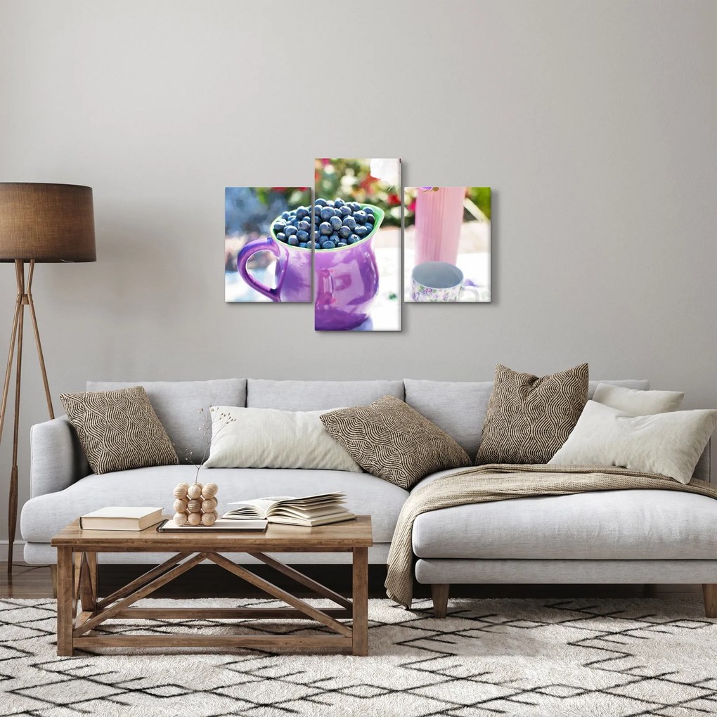 Obraz - čučoriedky v hrnčeku (90x60 cm)