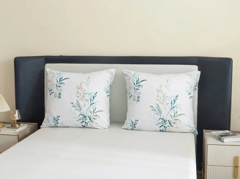 Mikroflanelová obliečka na vankúš VERDELLE 40x50 cm, bielo-zelený