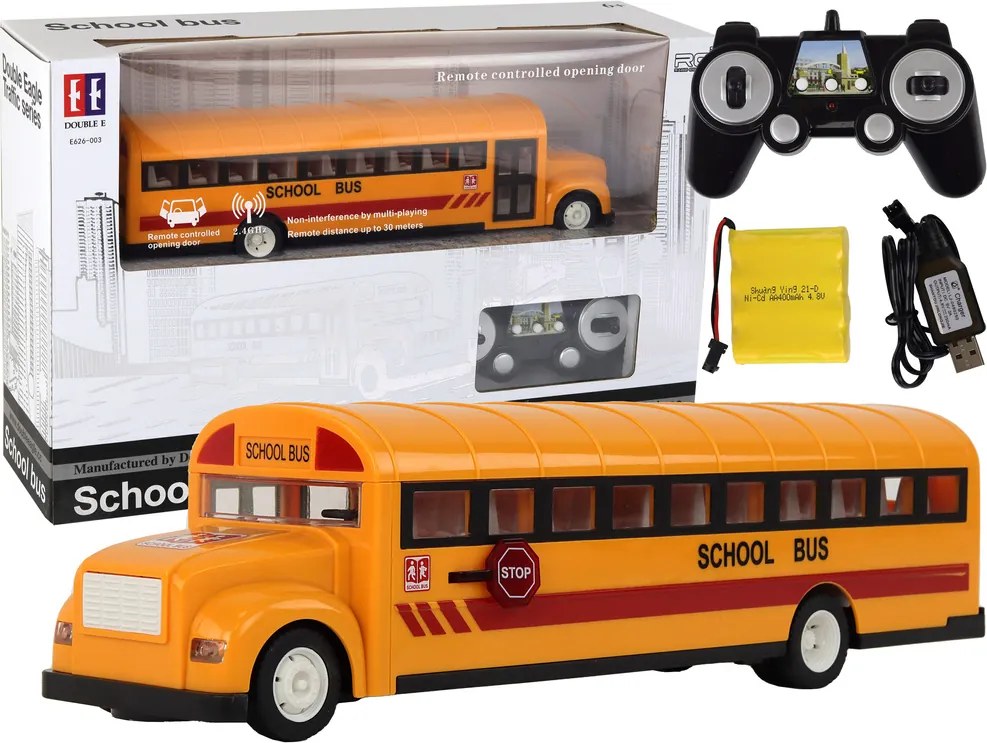 LEAN Toys Žltý školský autobus na diaľkové ovládanie R/C Otvorené dvere