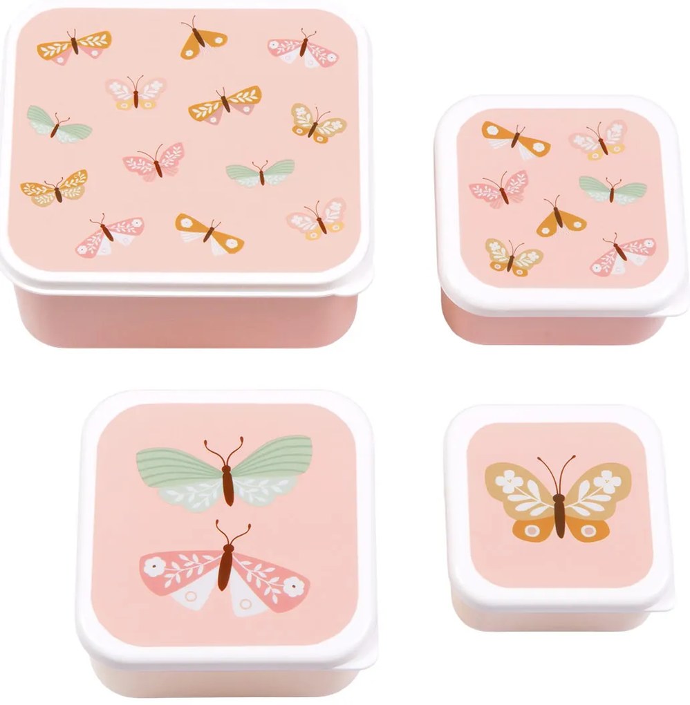 A Little Lovely Company - súprava štyroch desiatových škatuliek - motýliky