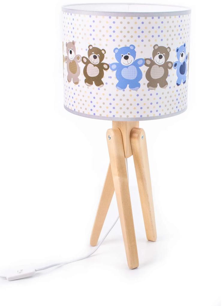HELLUX Stolná detská lampa trojnožka TRIVET, 1xE27, 60W, medvedíci
