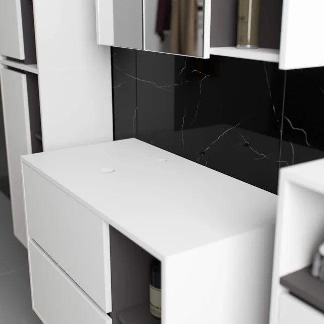 Skrinka pod umývadlo VAMI W90 2SZ biela / garafitová / sivá