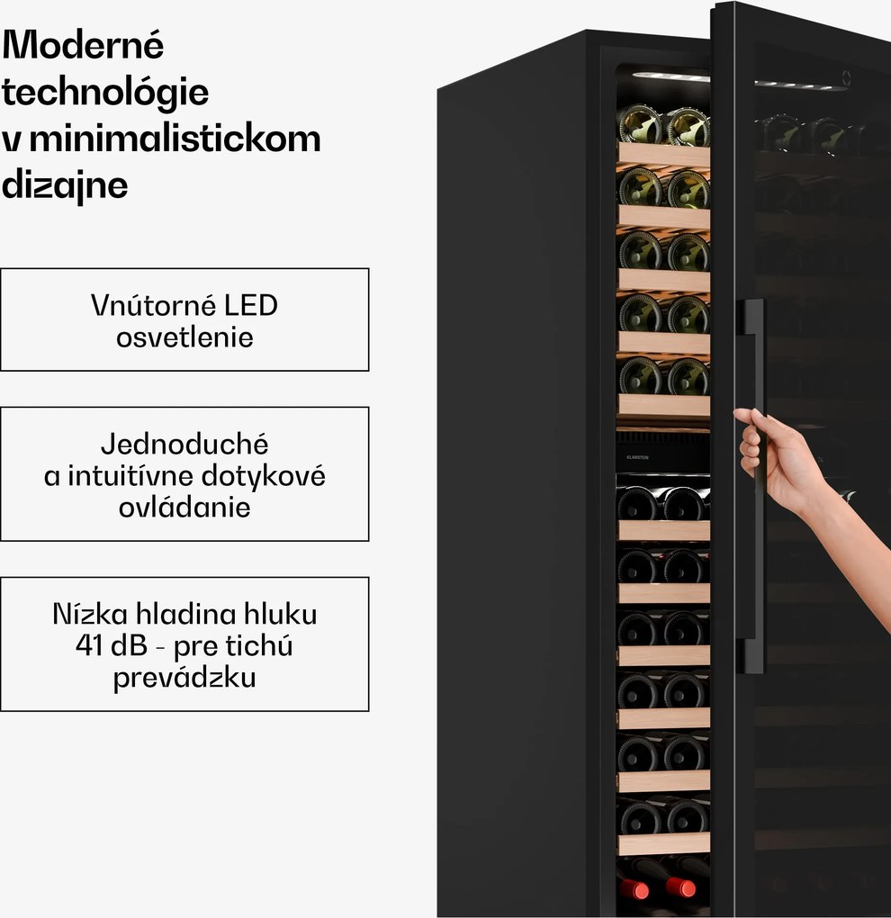 Klarstein Velaire vstavaná vinotéka | Moderná, elegantná | UV ochrana | Dvojzónová | 122 fliaš