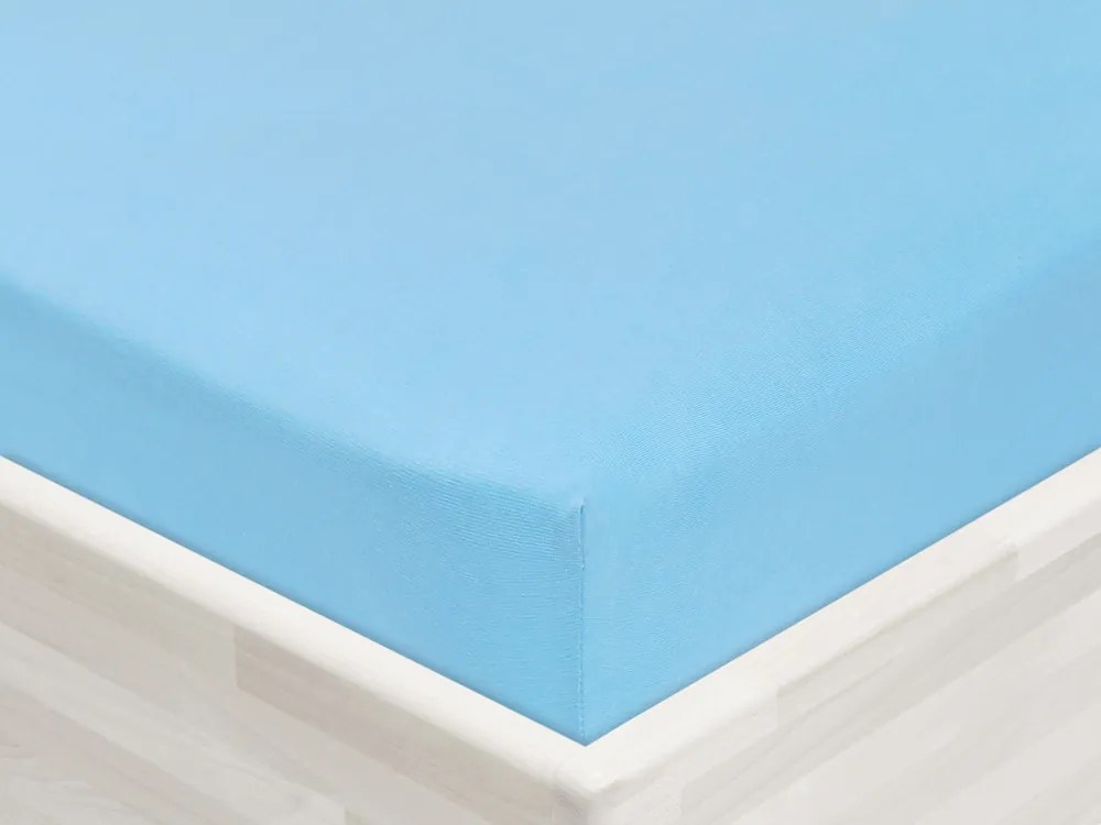 Jersey napínacie prestieradlo JR-017 Azúrovo modré 90 x 200 - výška 20 cm