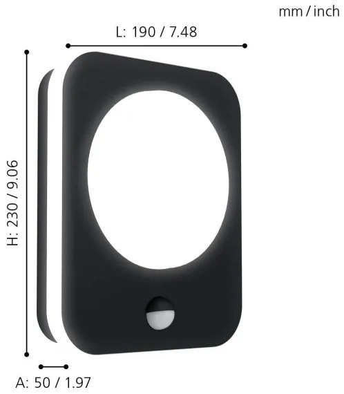 Eglo 99584 - LED Vonkajšie nástenné svietidlo so senzorom MADRIZ LED/9W/230V IP44
