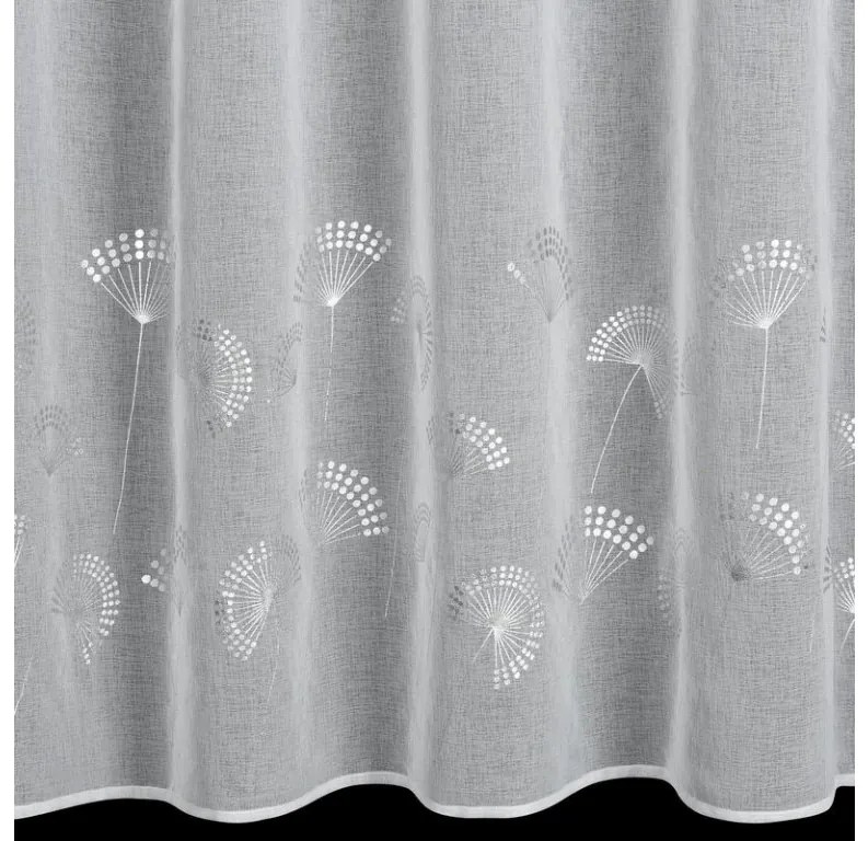 DECOREUM záclona so striebornou kvetinovou potlačou 300 cm x 250 cm biela 100 % polyester 101236