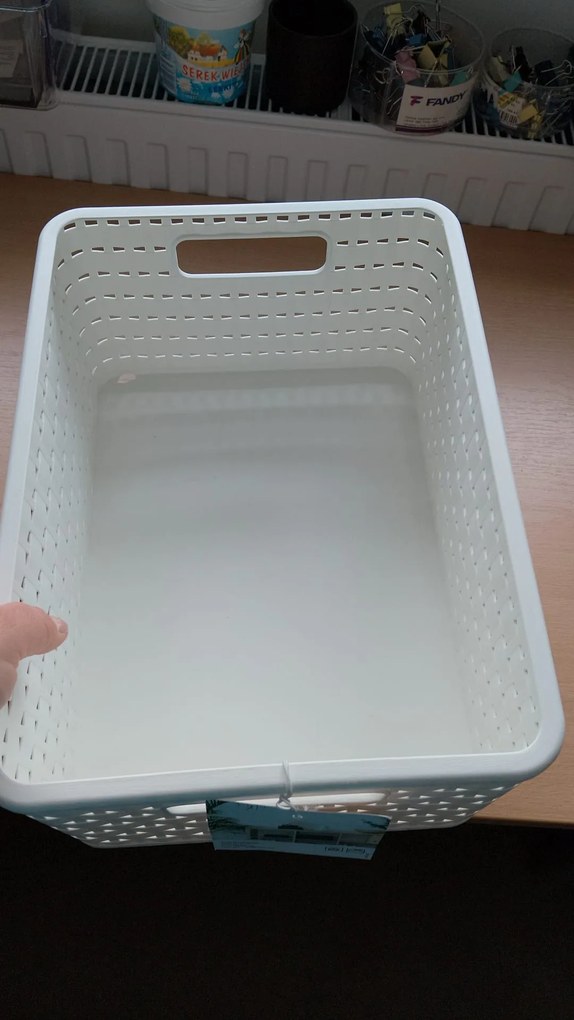 Rotho 2. akosť - Plastový košík COUNTRY, rovný, biely (11l - 33x24x16)