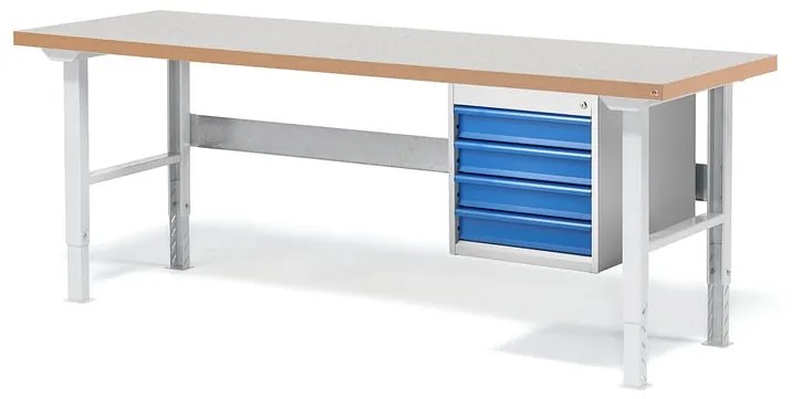 Dielenský stôl SOLID, 4 zásuvky, nosnosť 750 kg, 2000x800 mm, vinyl