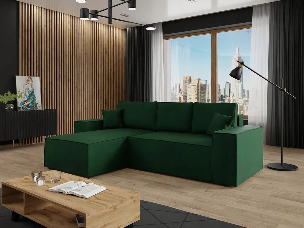 Rohová sedacia súprava Miramos L (tmavozelená)