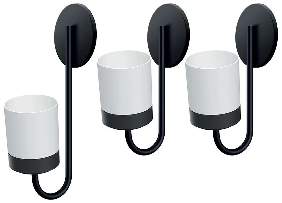 Sada 3 kvetináčov na stenu BLOOMIEXER biela/čierna