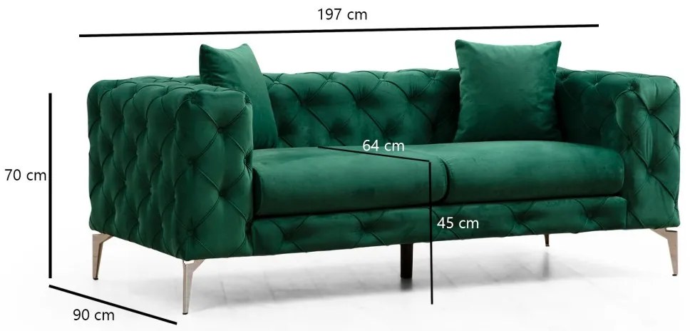 Dvojmiestna pohovka Como 197 cm zelená