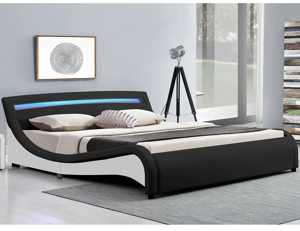 InternetovaZahrada - Čalúnená posteľ Malaga 180 x 200 cm - čierna