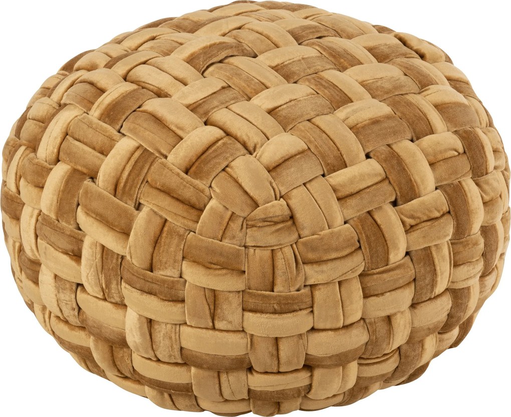 Zlatý guľatý prepletaný puf Crocheted - Ø 48 * 35 cm