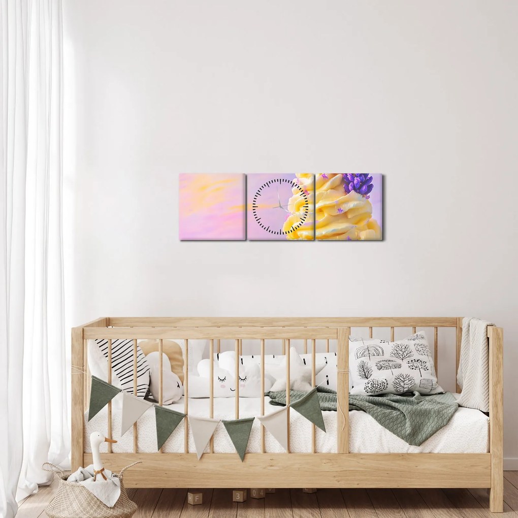Obraz - Zmrzlina s levanduľou (s hodinami) (90x30 cm)