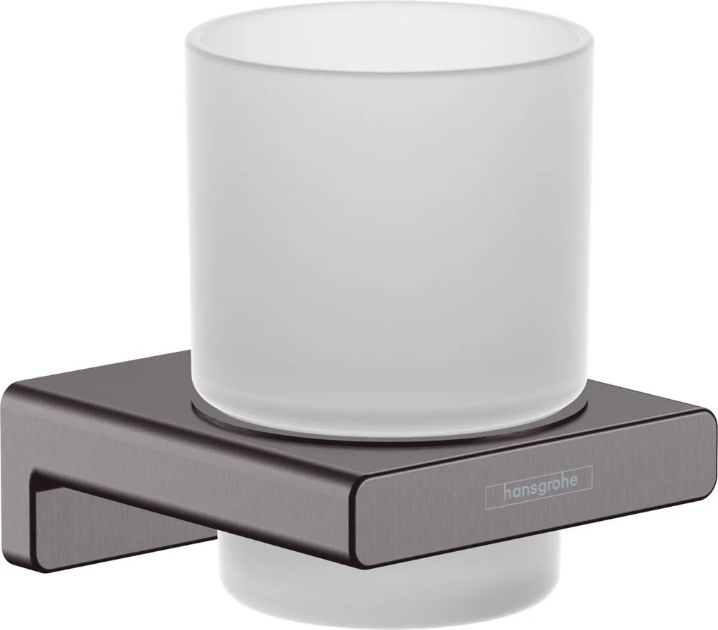 Hansgrohe AddStoris, nádobka na ústnu hygienu, kartáčovaný čierny chróm, HAN-41749340
