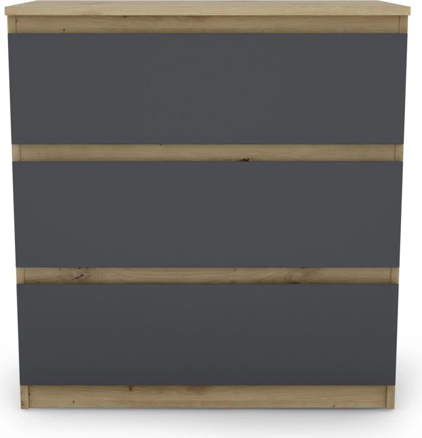 Zásuvková komoda Carlos 753S, dub artisan/grafit, výška 80 cm