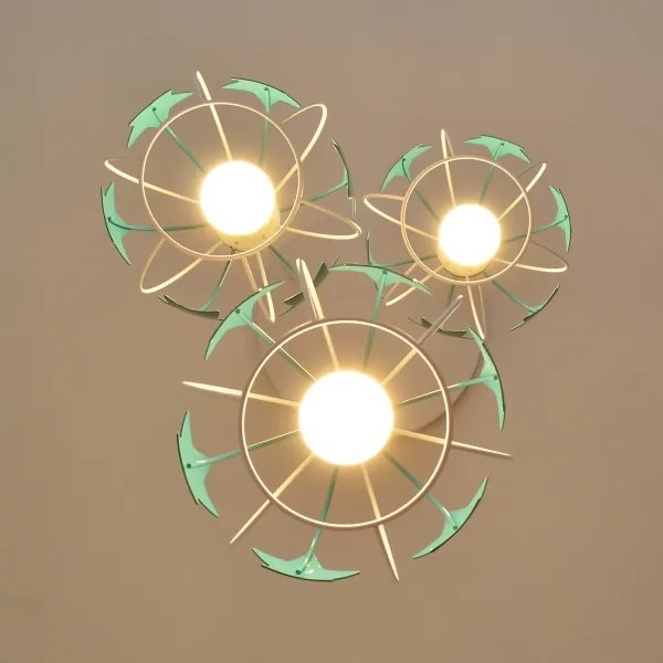 Detský luster na lanku STARS 3xE27/15W/230V tyrkysová/biela