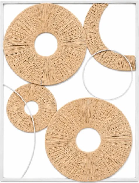 Sada 2 ks nástennej dekorácie CIRCLES kov 48x68 cm, hnedá / biela