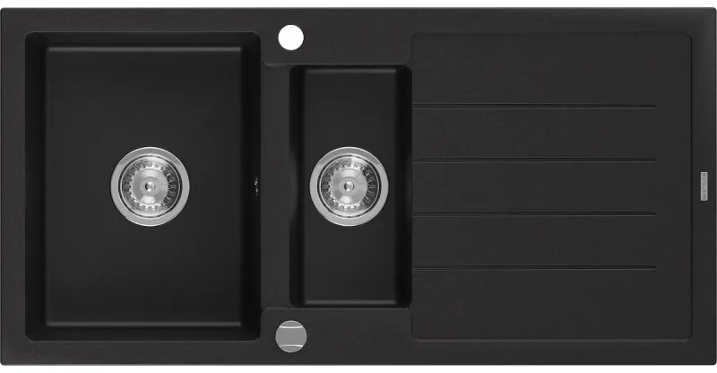 Mexen Andres - granitový drez 100,0x50,0cm, 1,5-komorový, čierna, 6515101510-77