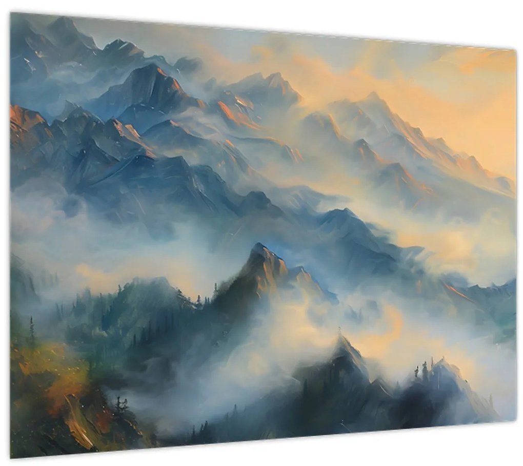 Obraz - Maľovaná horská krajina (70x50 cm)