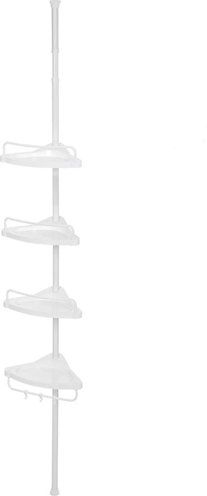 Nastaviteľná rohová polica do kúpeľne, 85-305 cm, biela