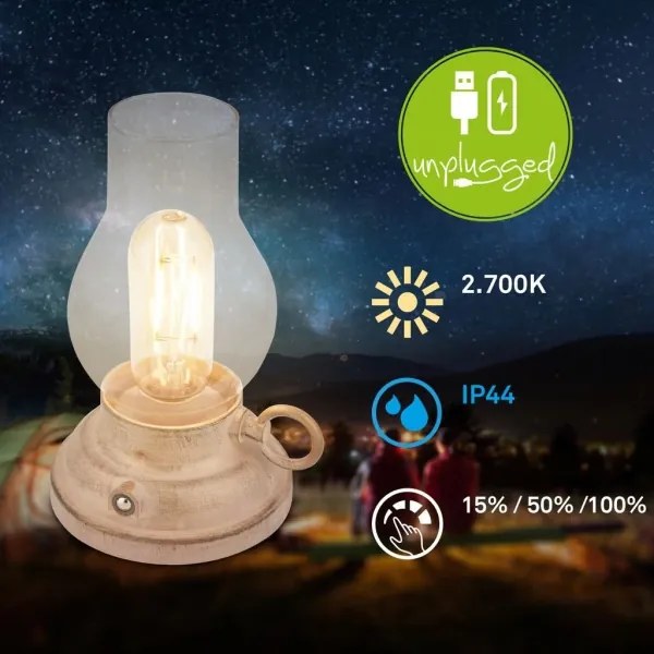 Brilo - LED stmievateľná vonkajšia nabíjateľná stolná lampa KANEA LED/1,5W/5V IP44 1200 mAh béžová