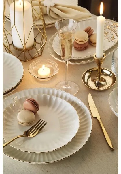 Jedálenská súprava 27 ks biela/zlatá/porcelán