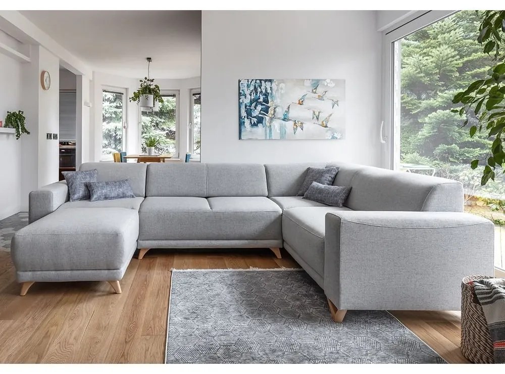 Svetlosivá rozkladacia/s úložným priestorom rohová pohovka (pravý roh/do tvaru "U") Classy Sophie – Miuform