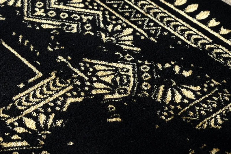 Dywany Łuszczów 200x290 cm Kusový koberec Gloss 408C 86 glamour black/gold, čierna, chodba / predsieň